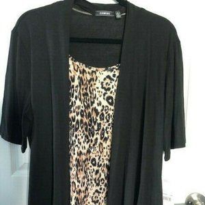 ELEMENTZ Layered Top (Black w/ Animal Print Pattern) (NWT) (LARGE)